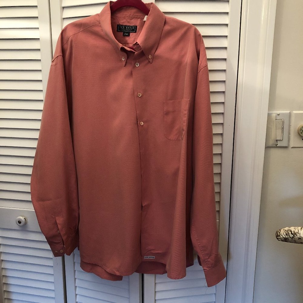 Ted Baker men coral dressy shirt, size 5 /  Large